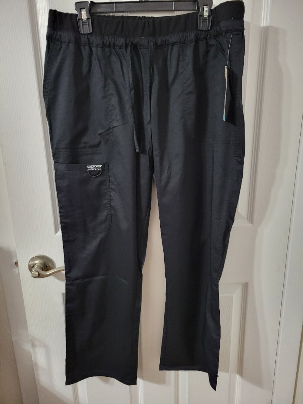 Cherokee Workwear Scrubs Drawstring Petite Pant Size L - WW105P Black - NWT